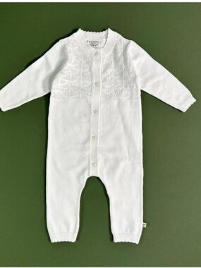 Viverano Organics Dove White Delicate Pointelle Baby Jumpsuit